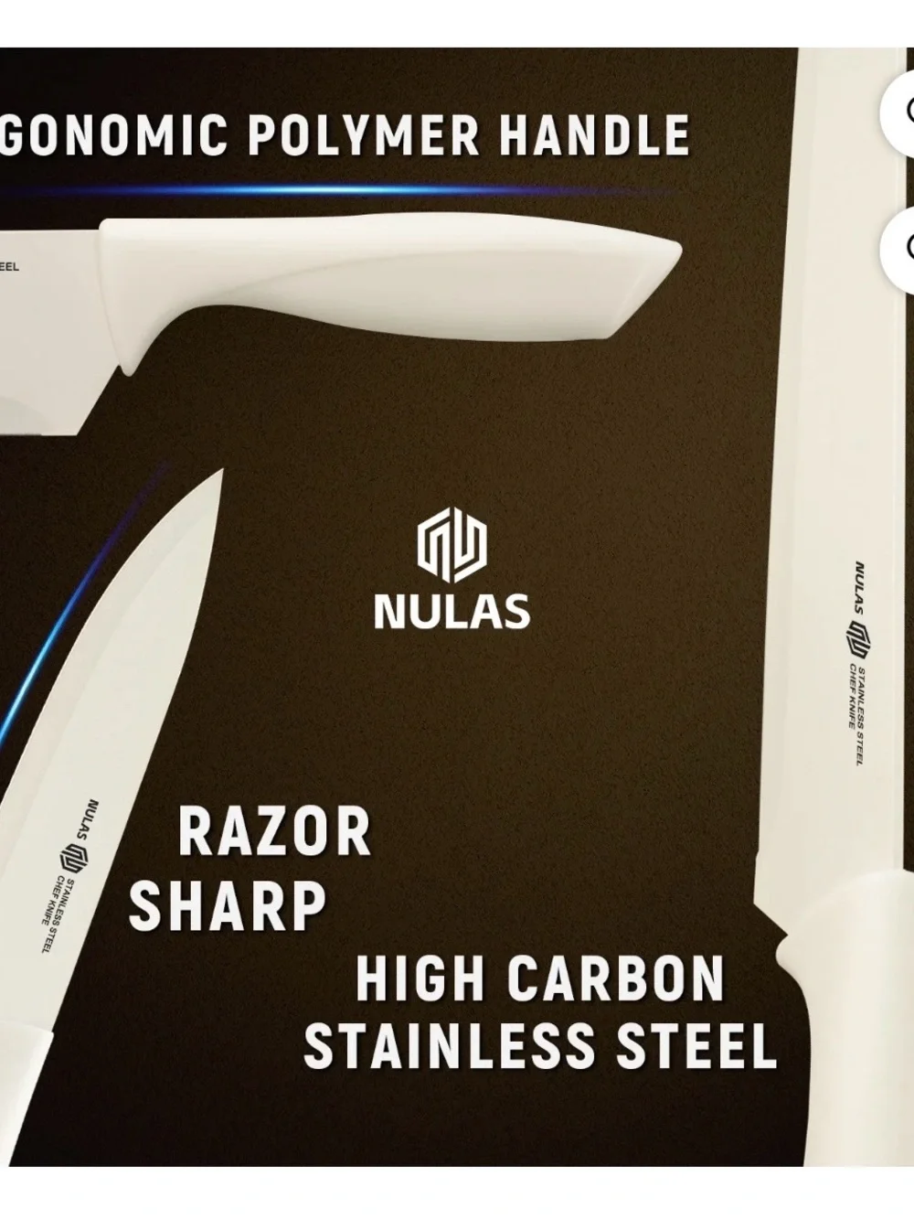 Nulas 12-Piece White Ceramic Knife Set with Wood Block